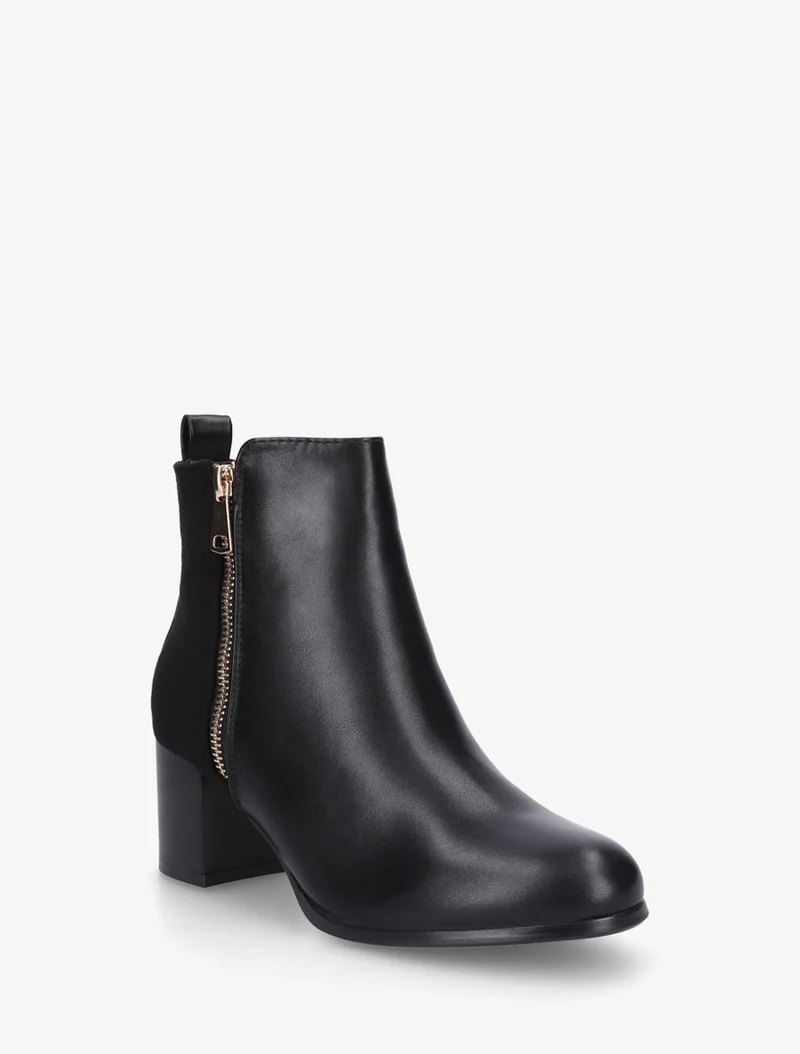 Bottines bimatière à zip décoratif - Noir