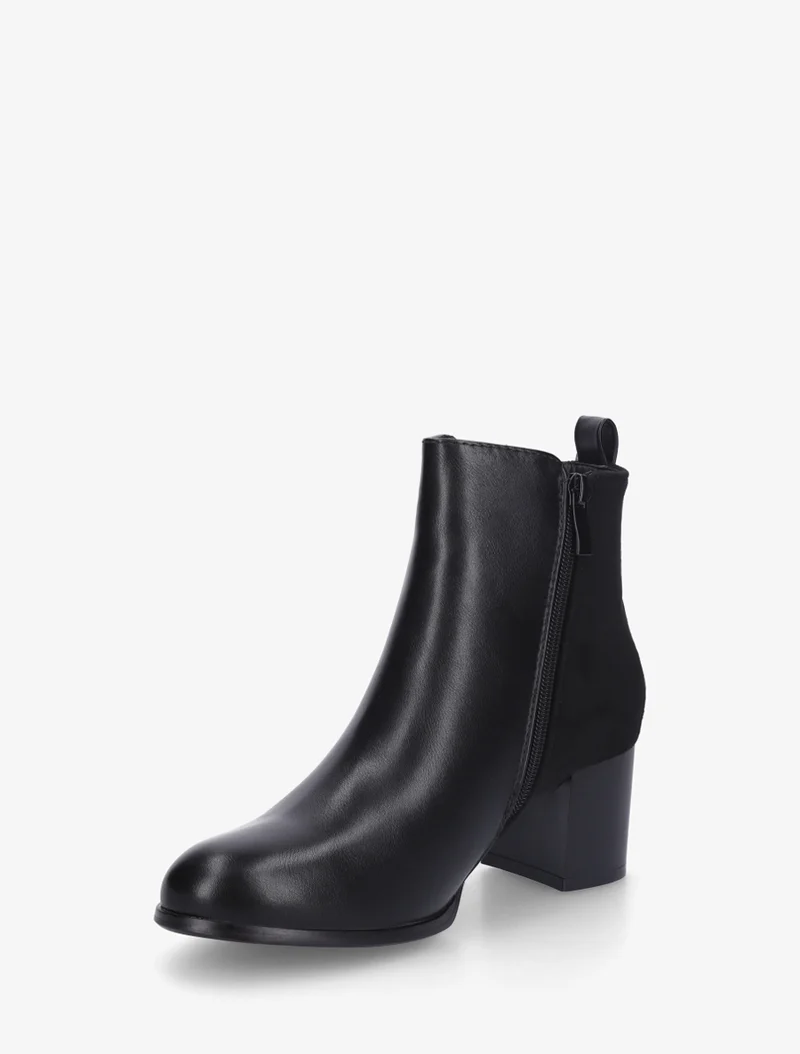 Bottines bimatière à zip décoratif - Noir