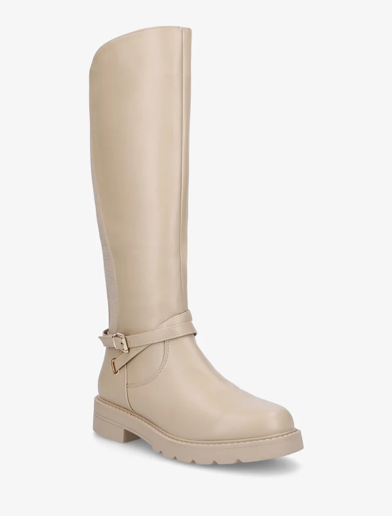 Bottes cavalière élastiquées à sangle - Beige
