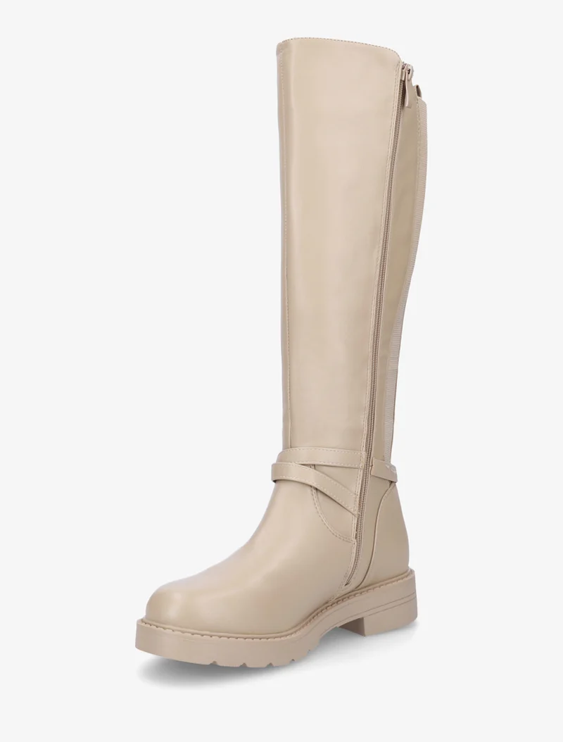 Bottes cavalière élastiquées à sangle - Beige
