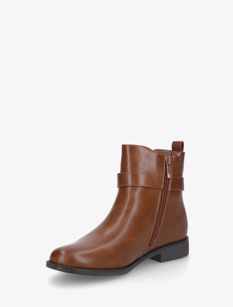 Bottines unies à cheville élastiquée - Camel