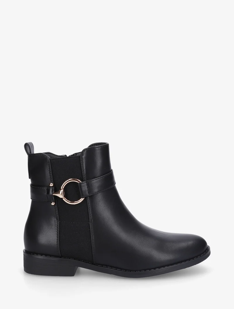 Bottines unies à cheville élastiquée - Noir
