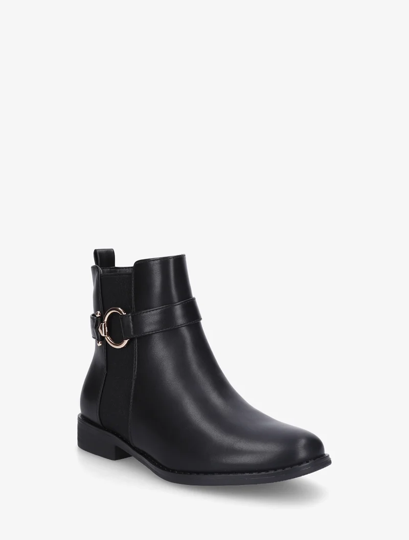 Bottines unies à cheville élastiquée - Noir