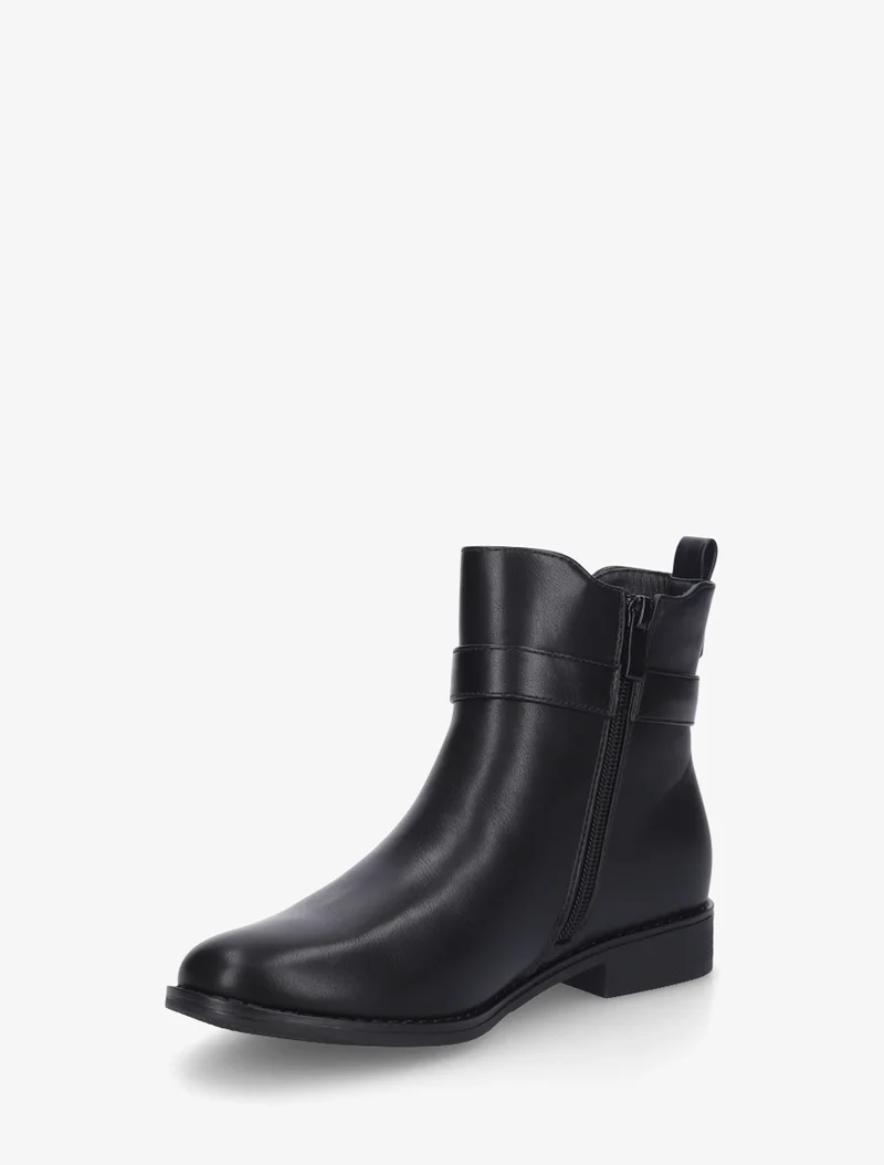 Bottines unies à cheville élastiquée - Noir