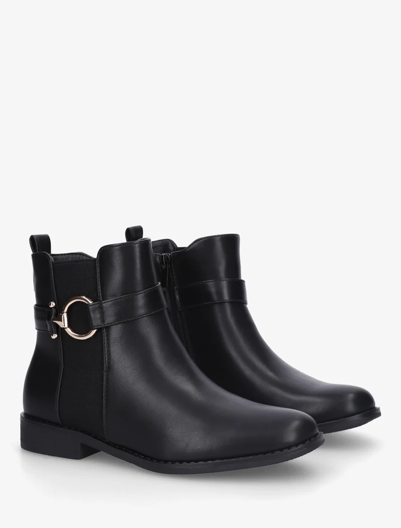 Bottines unies à cheville élastiquée - Noir