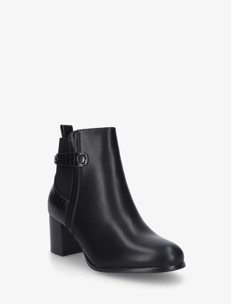 Bottines en simili à contrefort imprimé croco - Noir