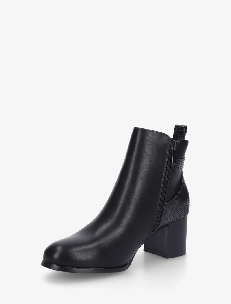 Bottines en simili à contrefort imprimé croco - Noir