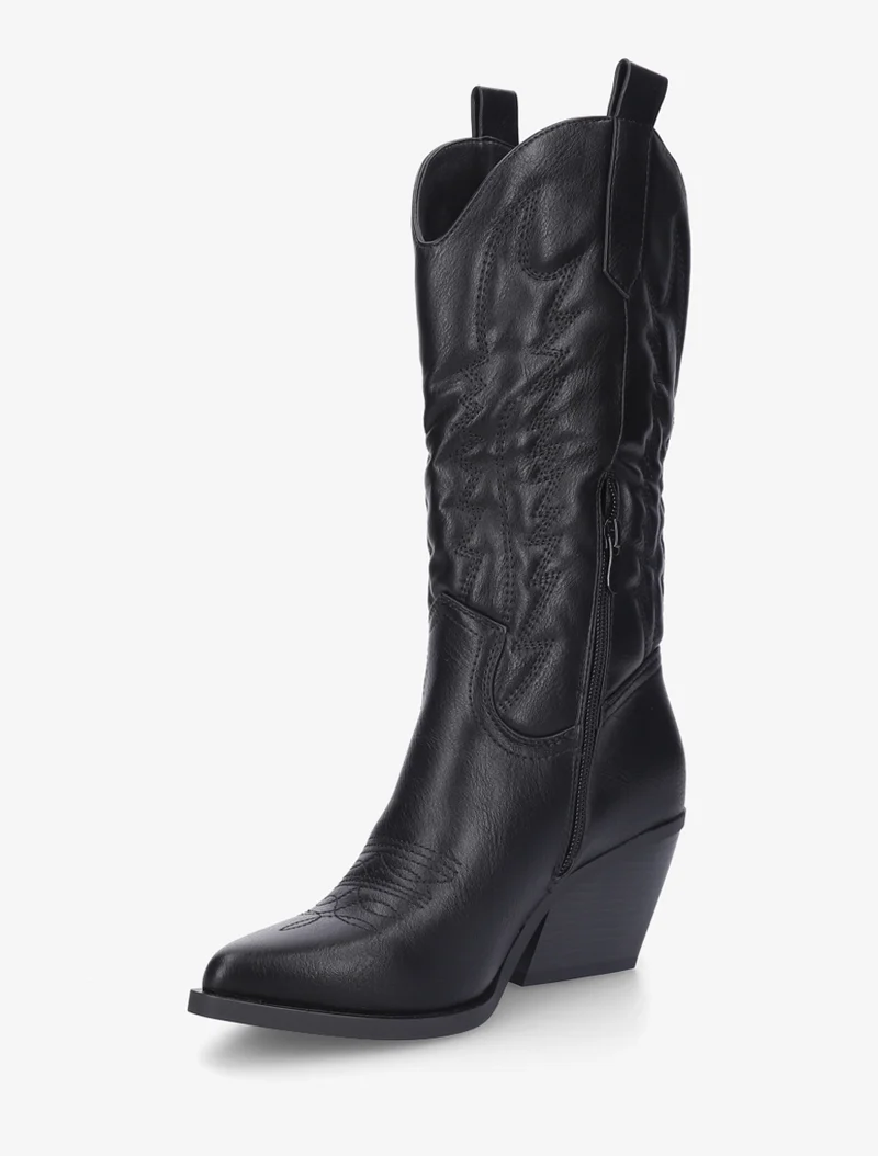 Santiags mi-haute en simili - Noir