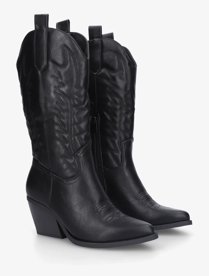 Santiags mi-haute en simili - Noir