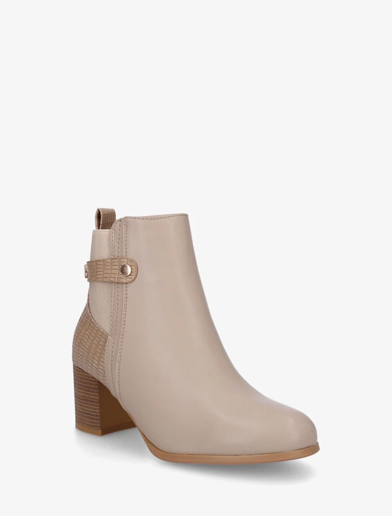 Bottines en simili à contrefort imprimé croco - Taupe