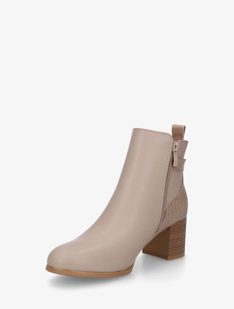 Bottines en simili à contrefort imprimé croco - Taupe