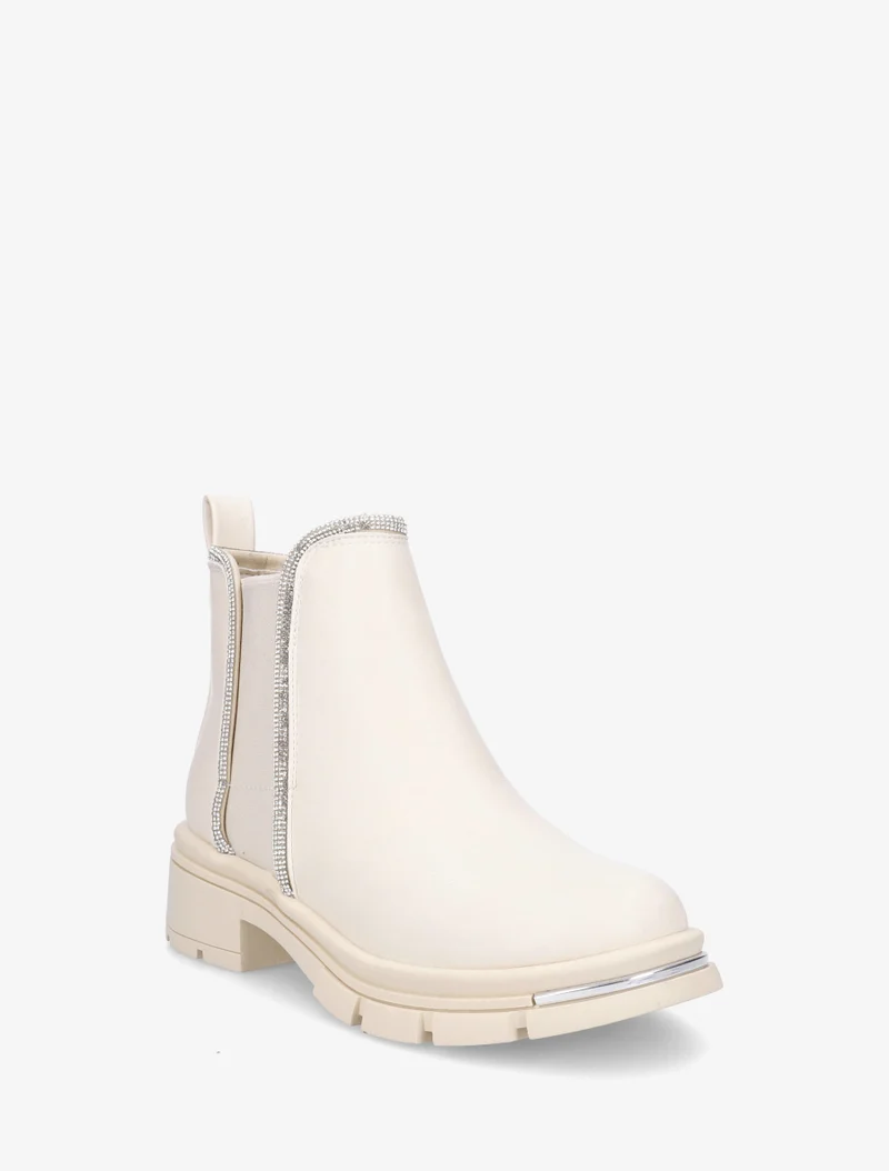 Bottines à cheville ornée de strass - Beige
