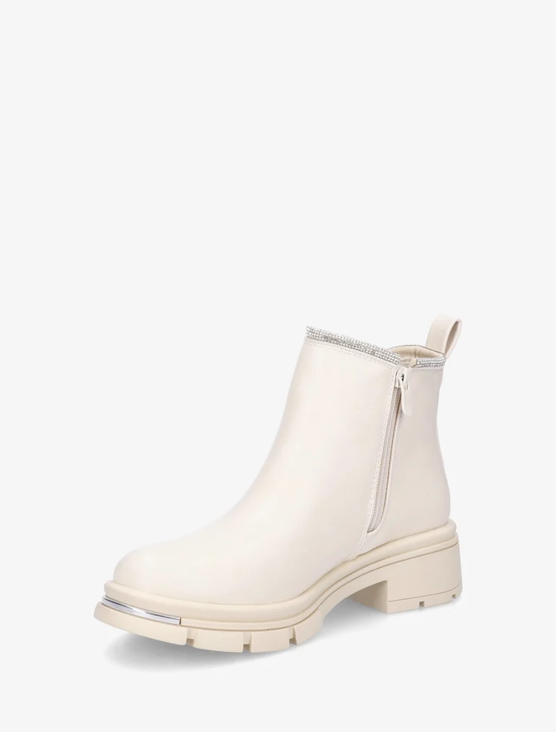 Bottines à cheville ornée de strass - Beige