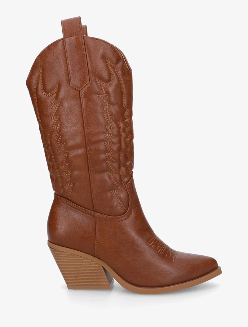 Santiags mi-haute en simili - Camel