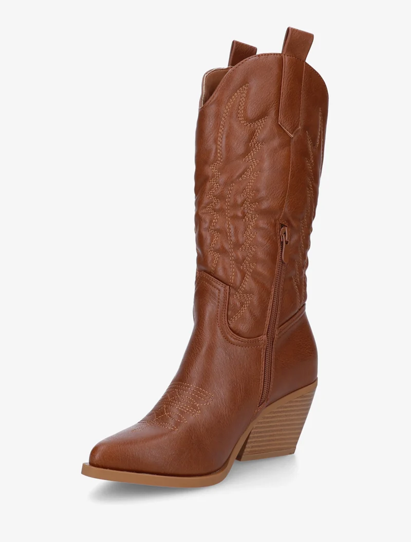 Santiags mi-haute en simili - Camel