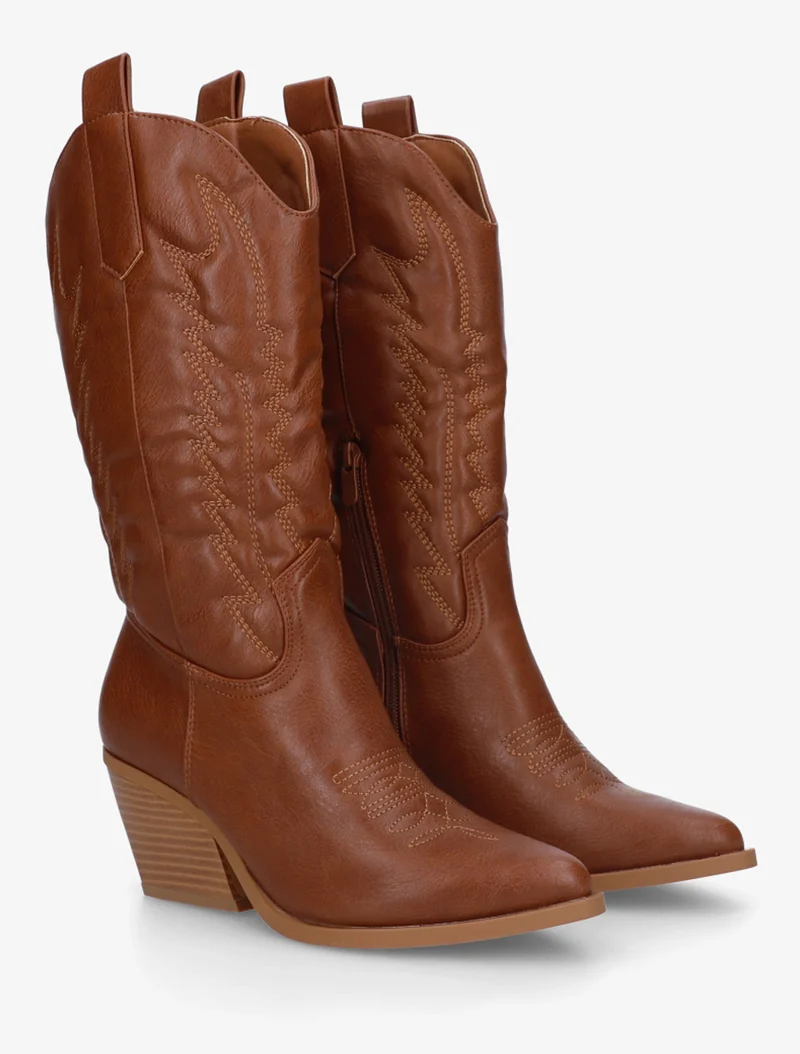 Santiags mi-haute en simili - Camel