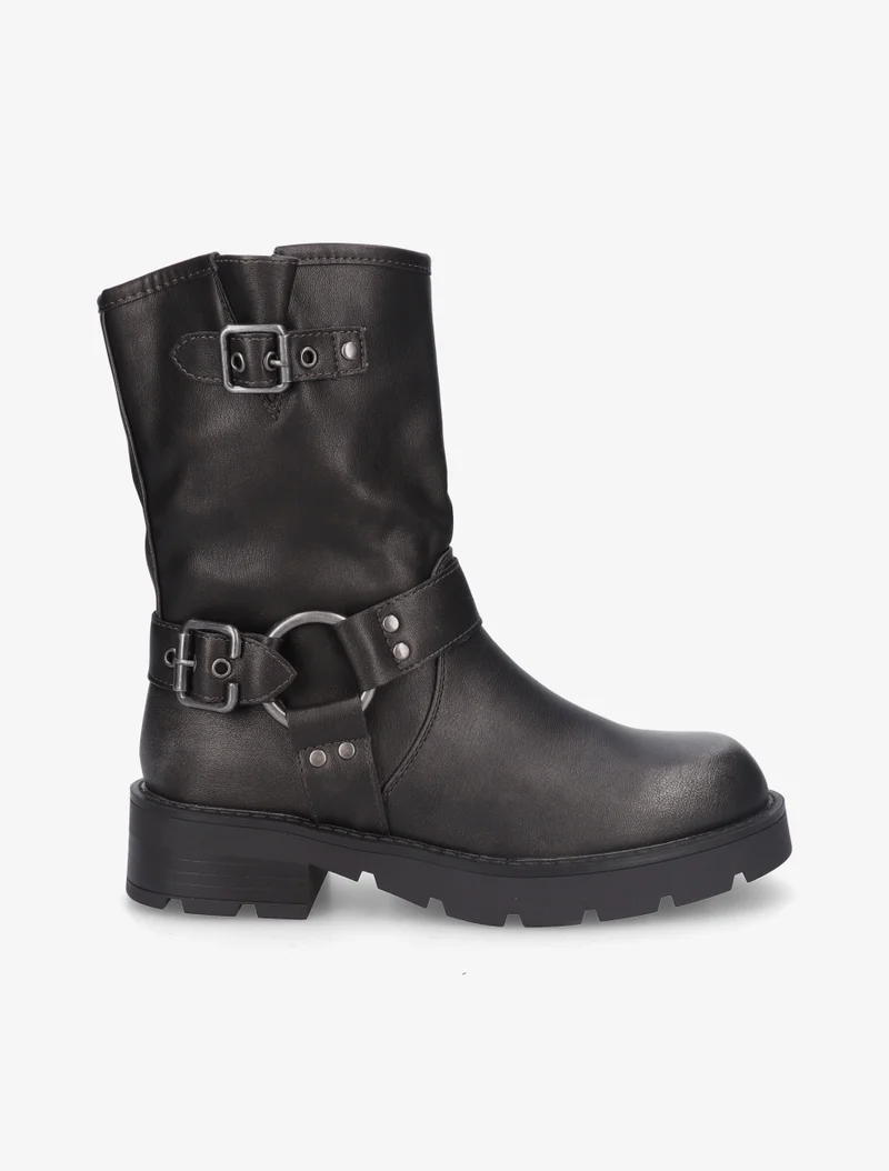Bottines montantes en simili - Gris anthracite