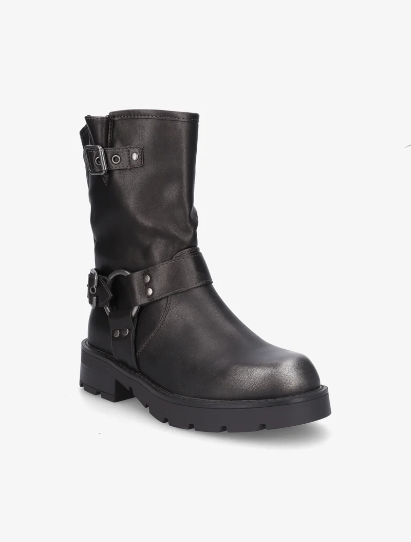 Bottines montantes en simili - Gris anthracite