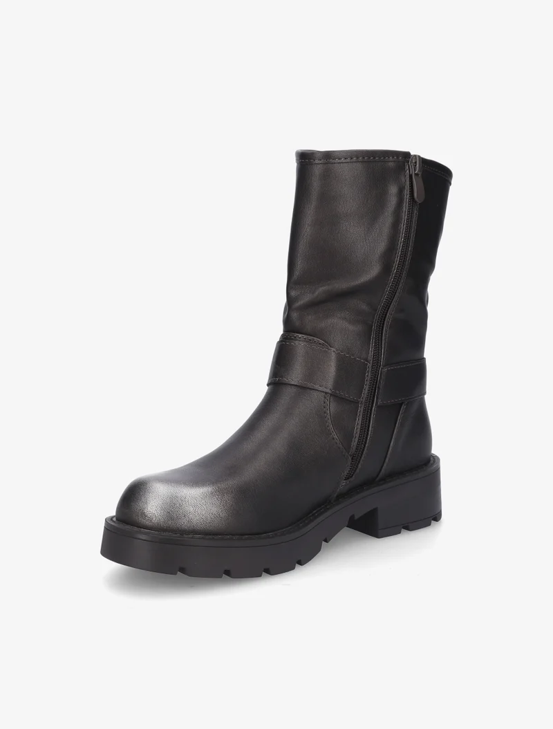 Bottines montantes en simili - Gris anthracite