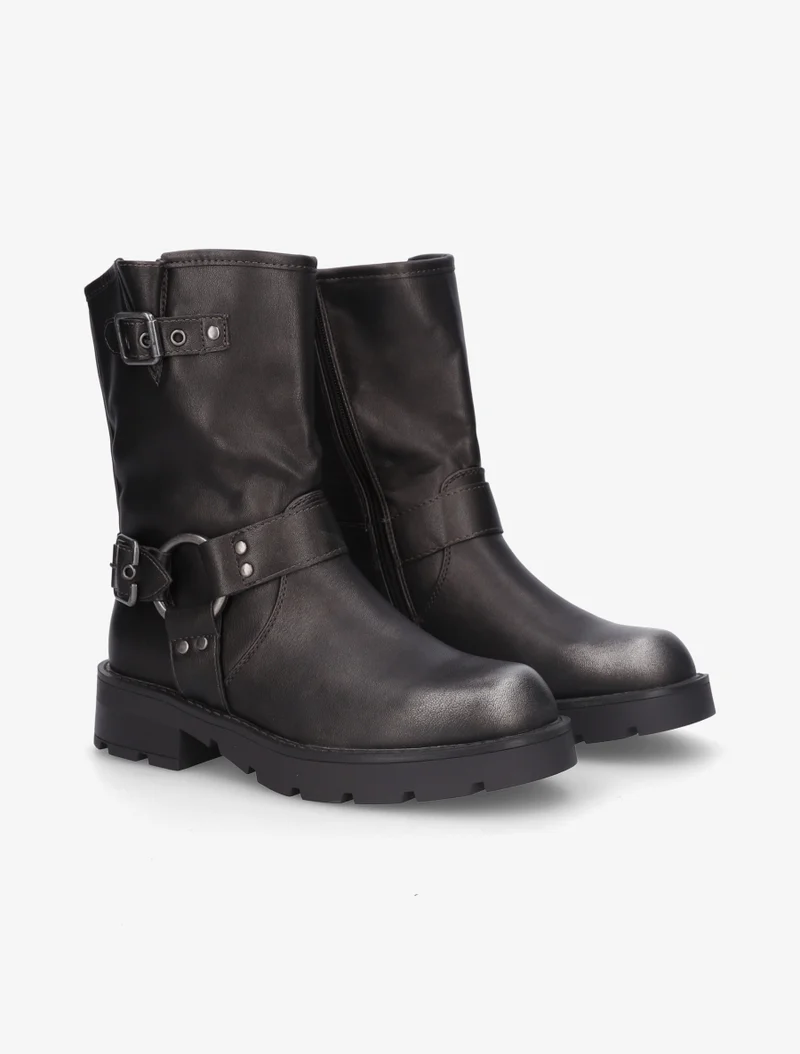 Bottines montantes en simili - Gris anthracite