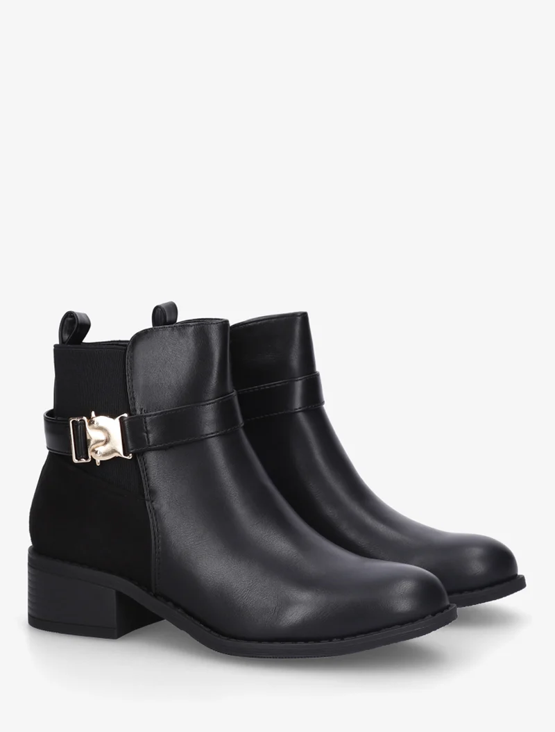 Bottines à empiècement métal - Noir