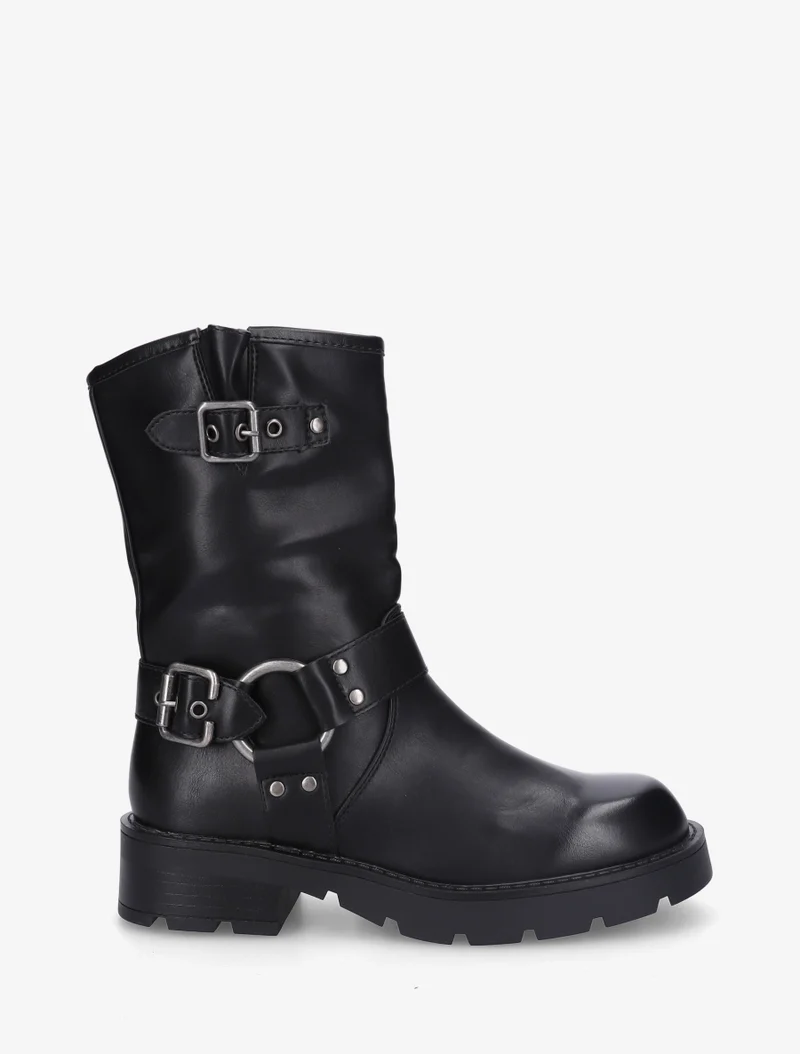 Bottines montantes en simili - Noir