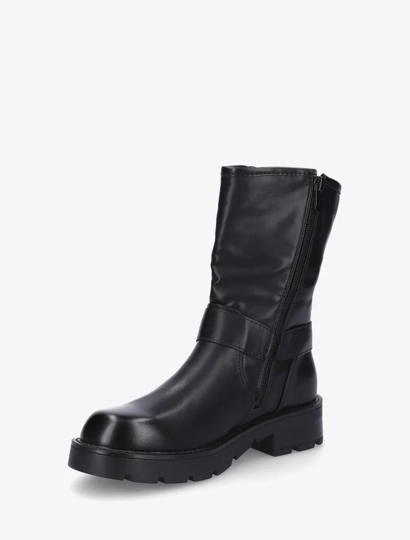 Bottines montantes en simili - Noir