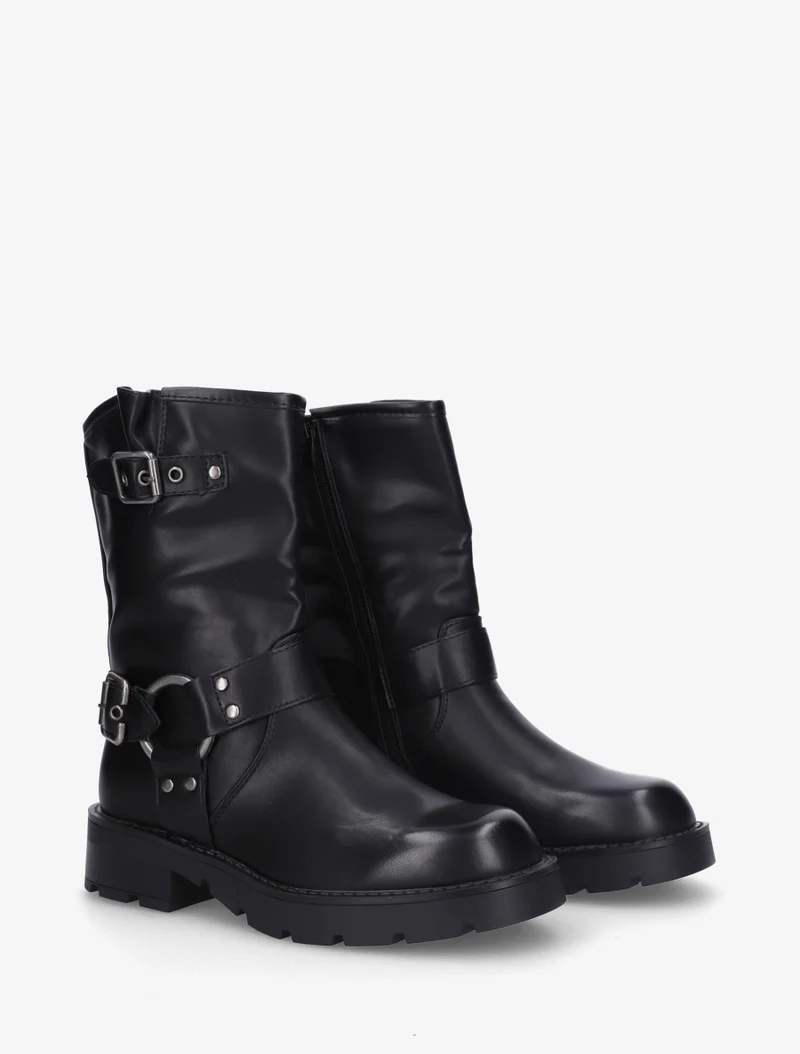 Bottines montantes en simili - Noir