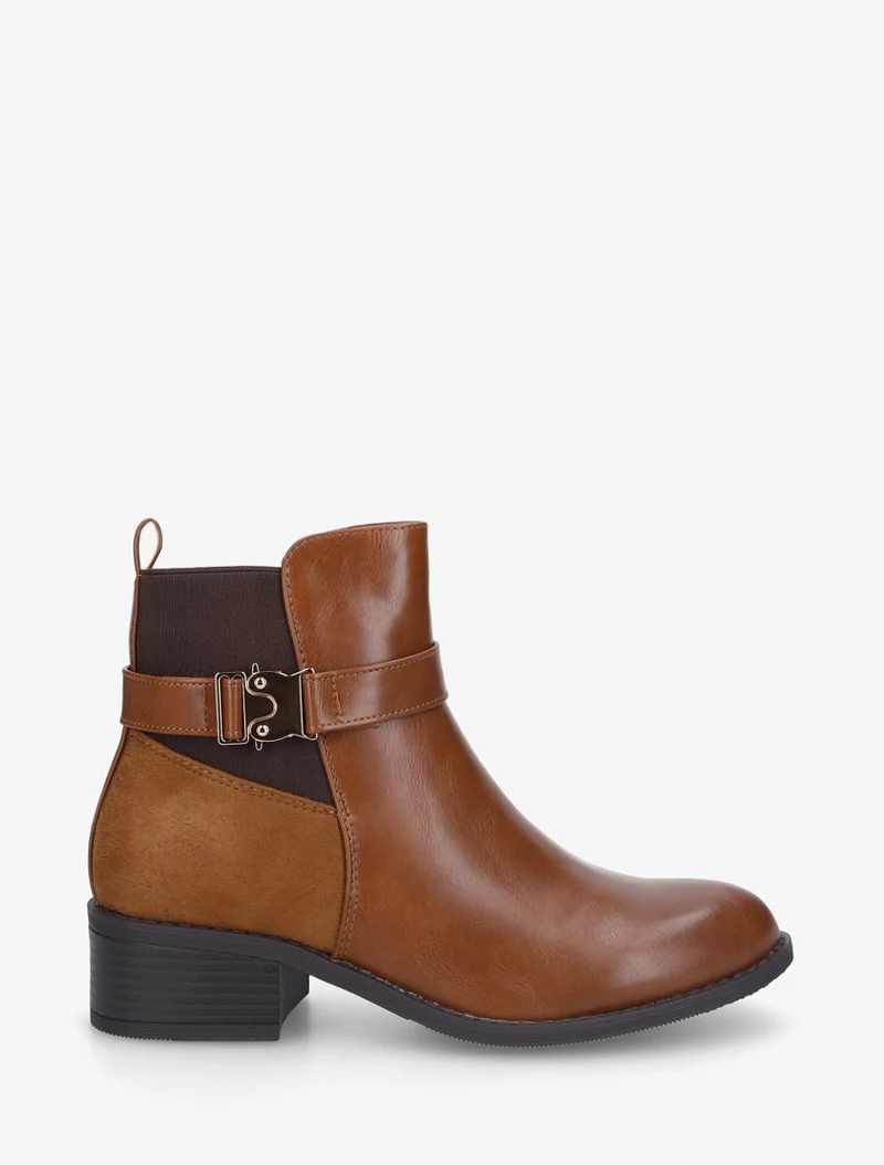 Bottines à empiècement métal - Camel