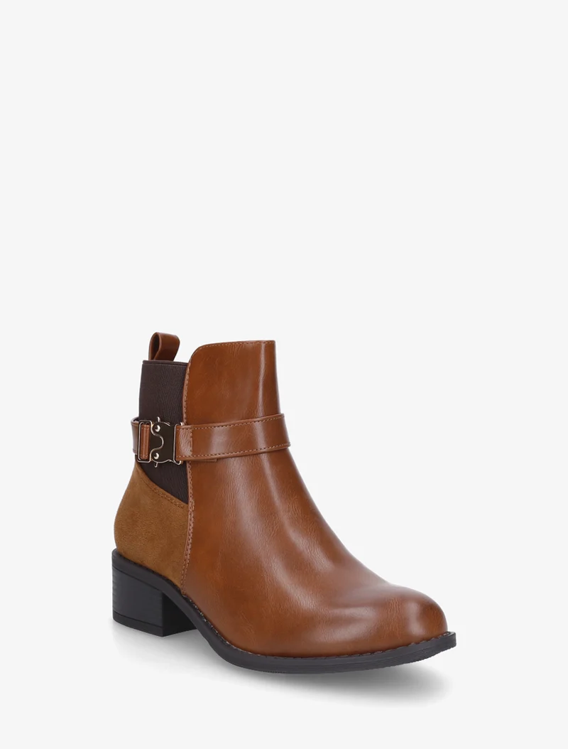 Bottines à empiècement métal - Camel