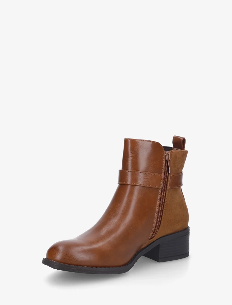 Bottines à empiècement métal - Camel