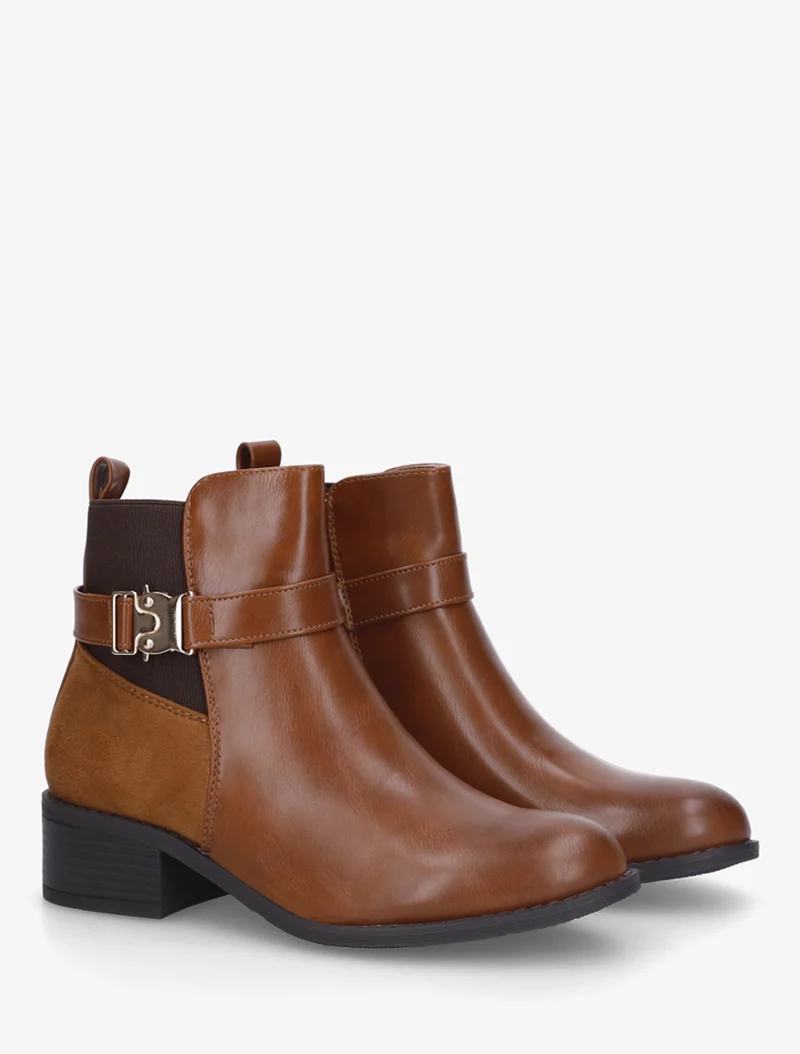 Bottines à empiècement métal - Camel