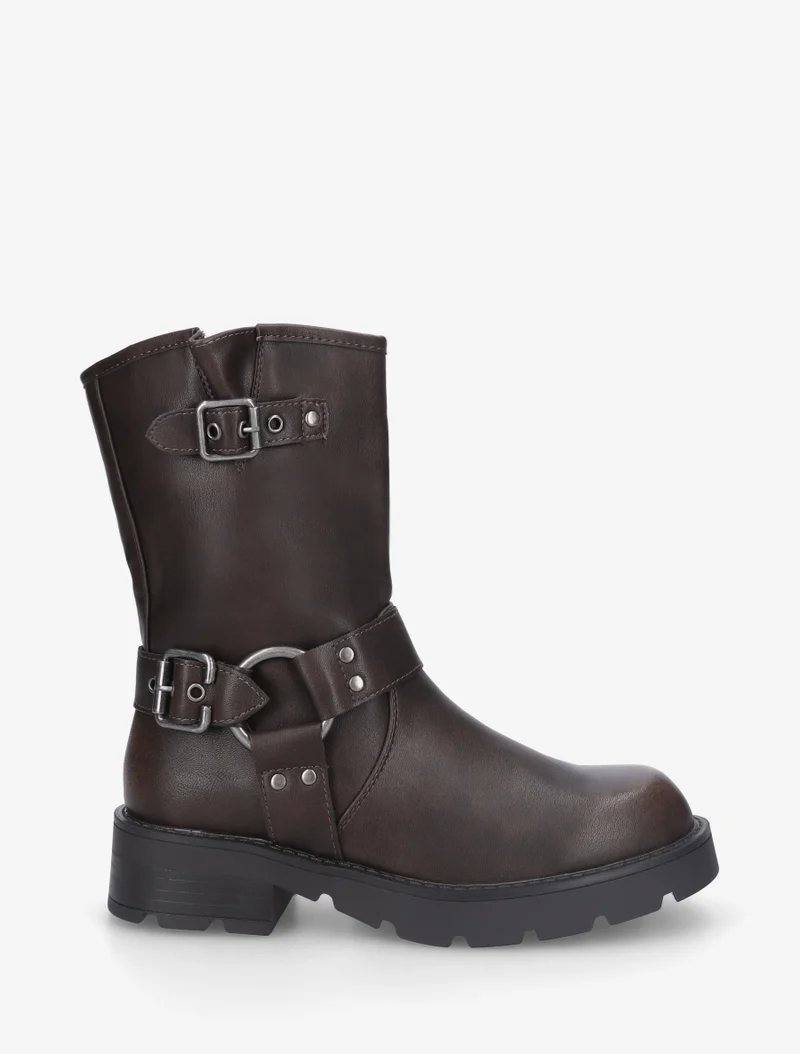 Bottines montantes en simili - Marron