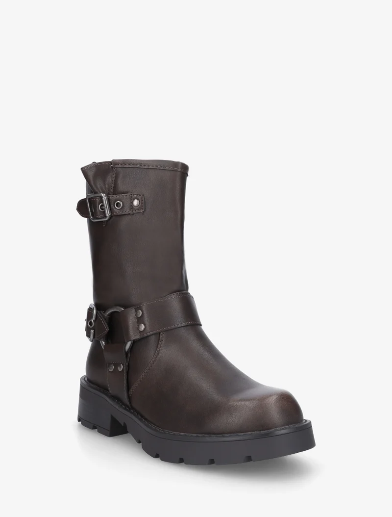 Bottines montantes en simili - Marron