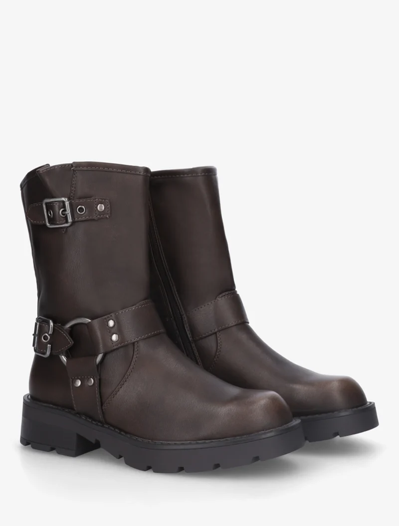 Bottines montantes en simili - Marron