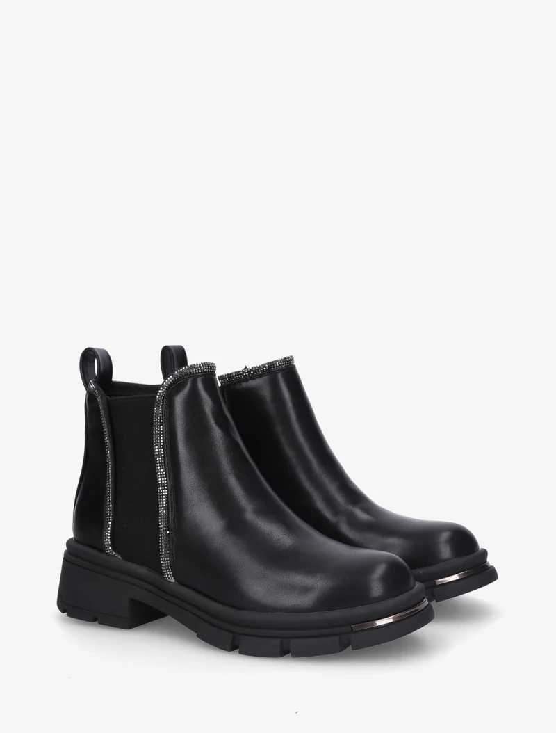 Bottines à cheville ornée de strass - Noir