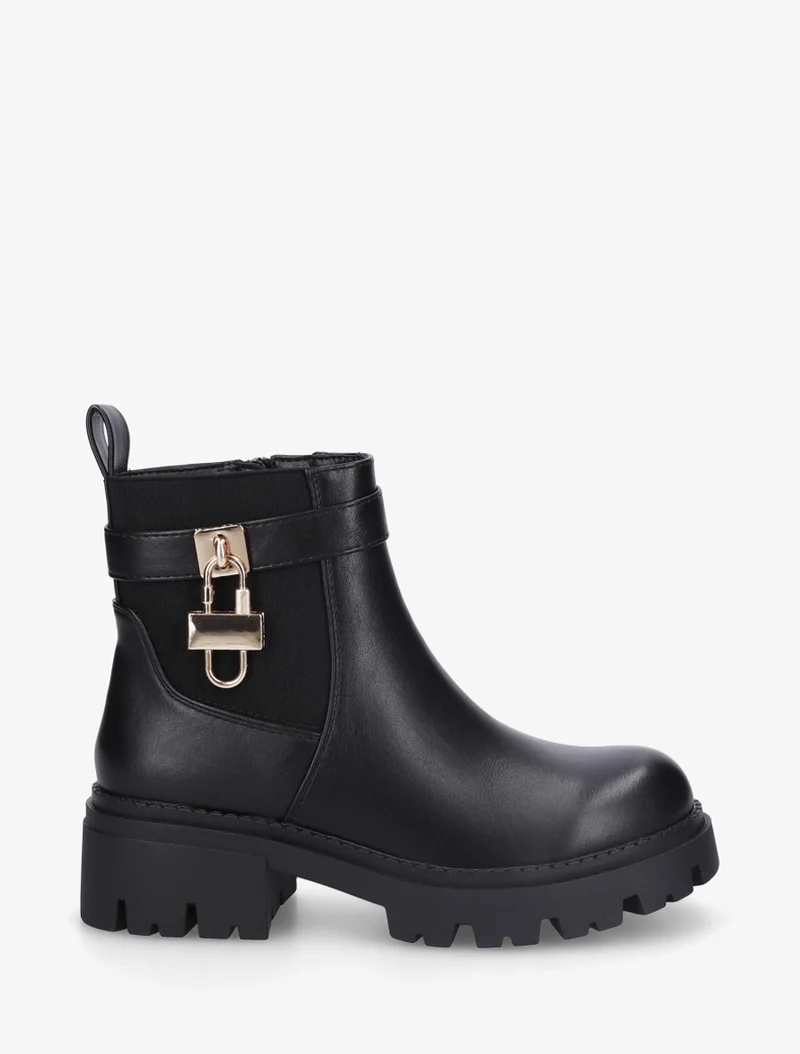 Bottines élastiquées à empiècement cadenas - Noir