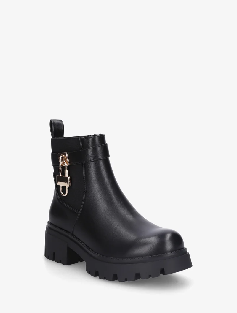 Bottines élastiquées à empiècement cadenas - Noir