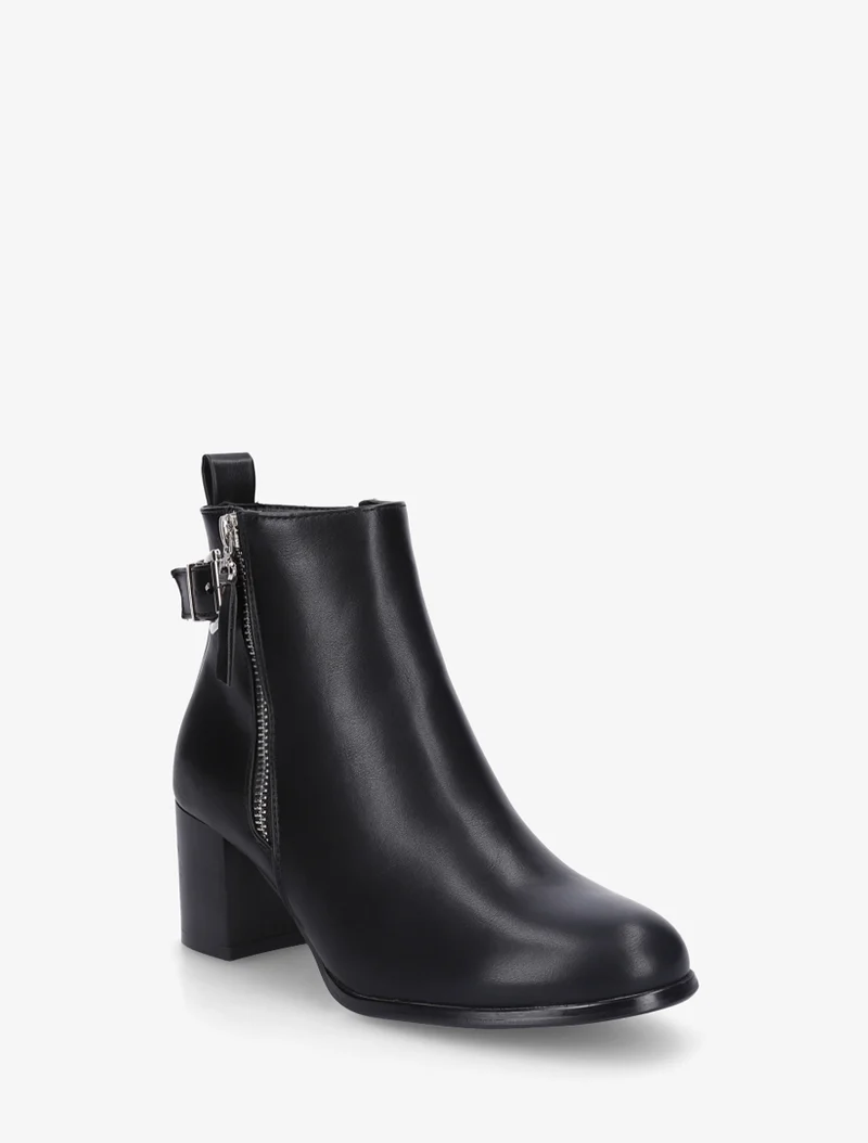 Bottines en simili à zip décoratif - Noir