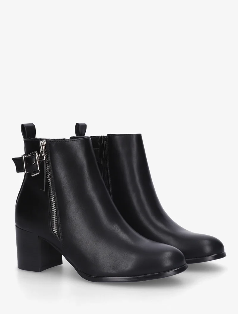 Bottines en simili à zip décoratif - Noir