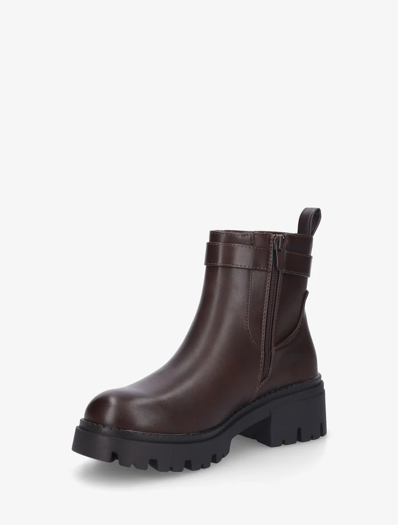 Bottines élastiquées à empiècement cadenas - Marron
