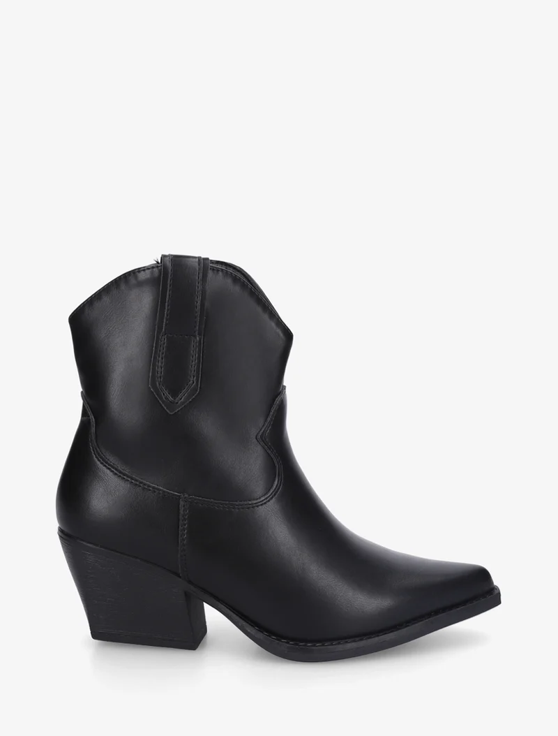 Bottines style santiag en simili - Noir