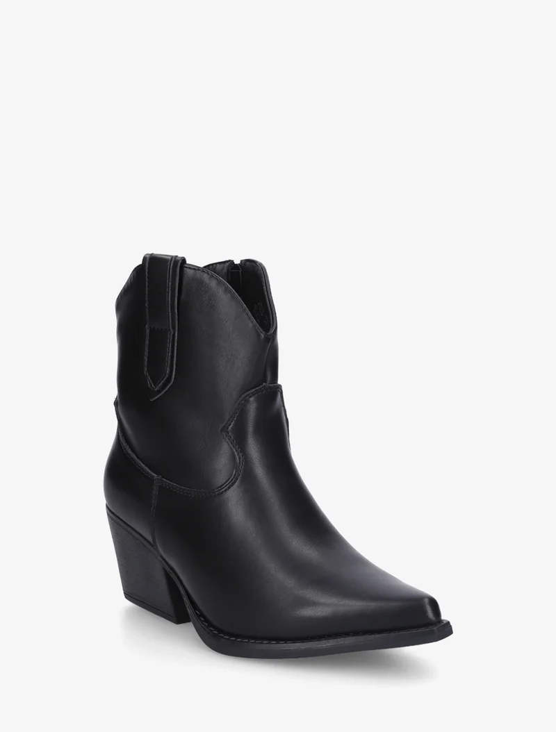 Bottines style santiag en simili - Noir