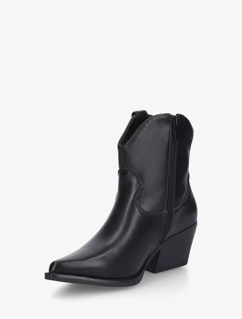 Bottines style santiag en simili - Noir
