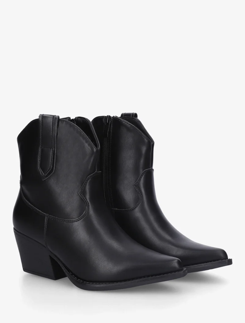 Bottines style santiag en simili - Noir