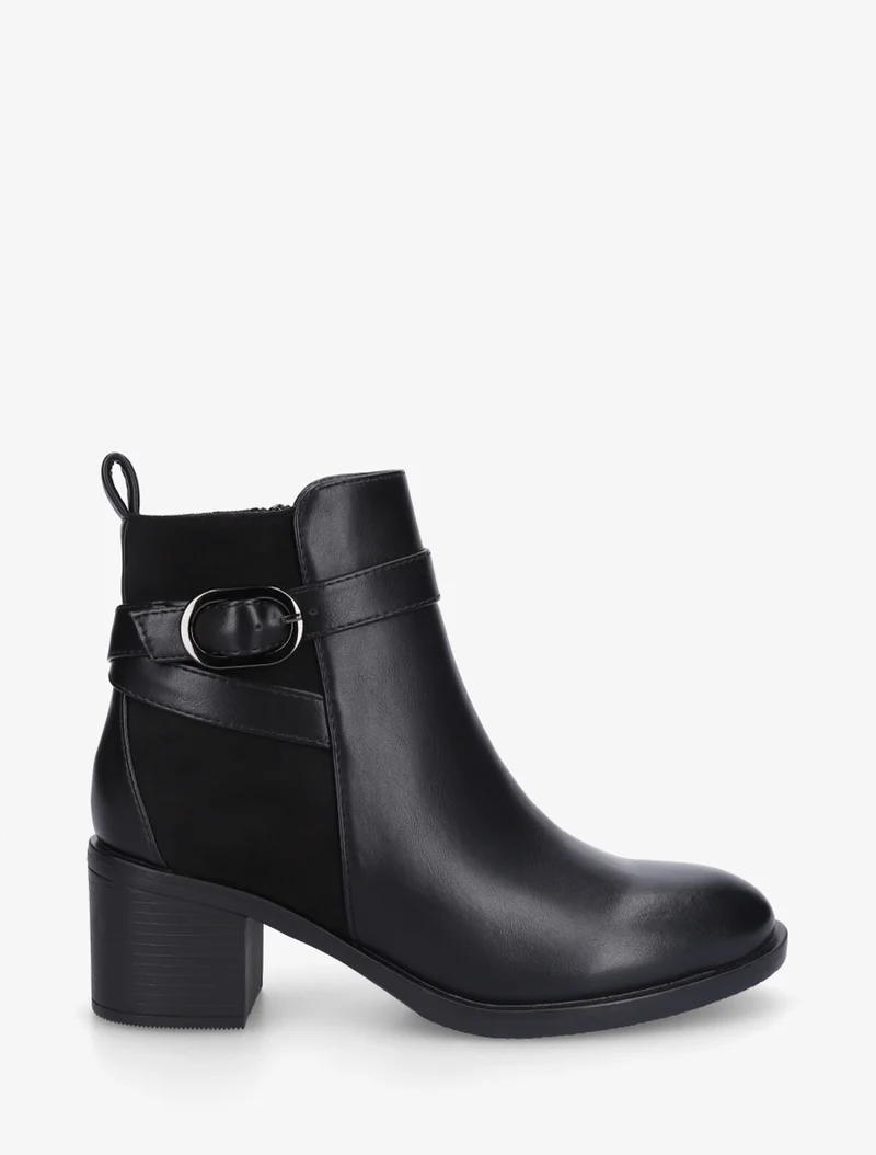 Bottines bimatière à talon - Noir
