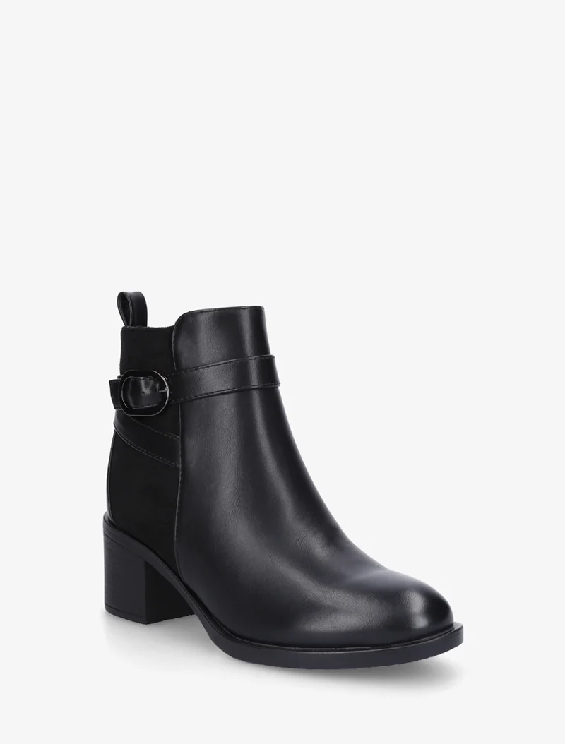 Bottines bimatière à talon - Noir