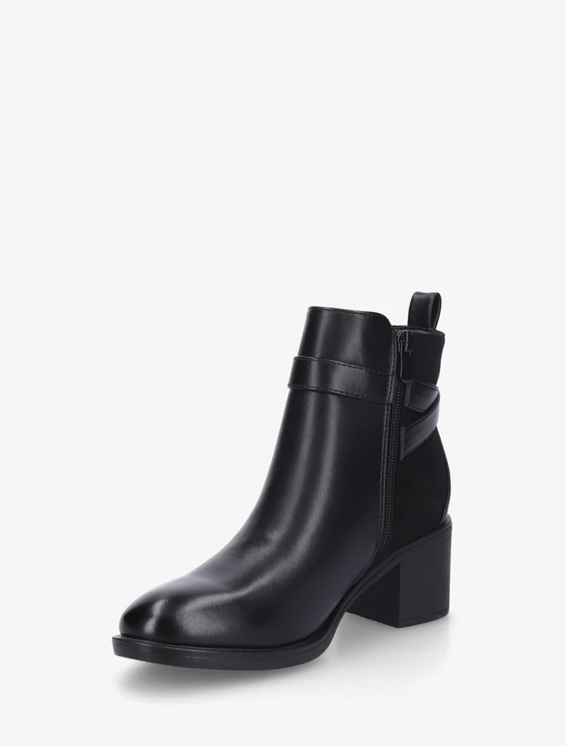 Bottines bimatière à talon - Noir