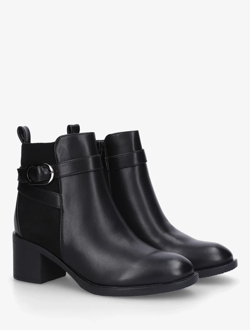 Bottines bimatière à talon - Noir