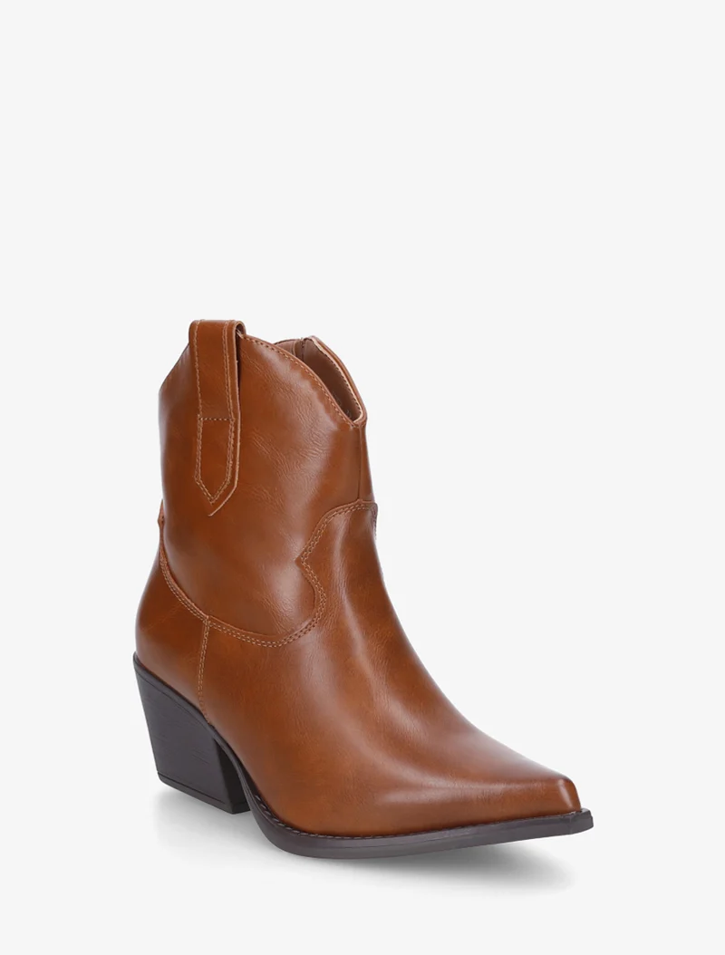Bottines style santiag en simili - Camel